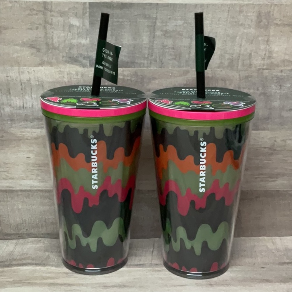 Starbucks~Fall 2023~Glow-In-The-Dark Halloween~DIY Sticker Pack~16oz~NWT Duo!